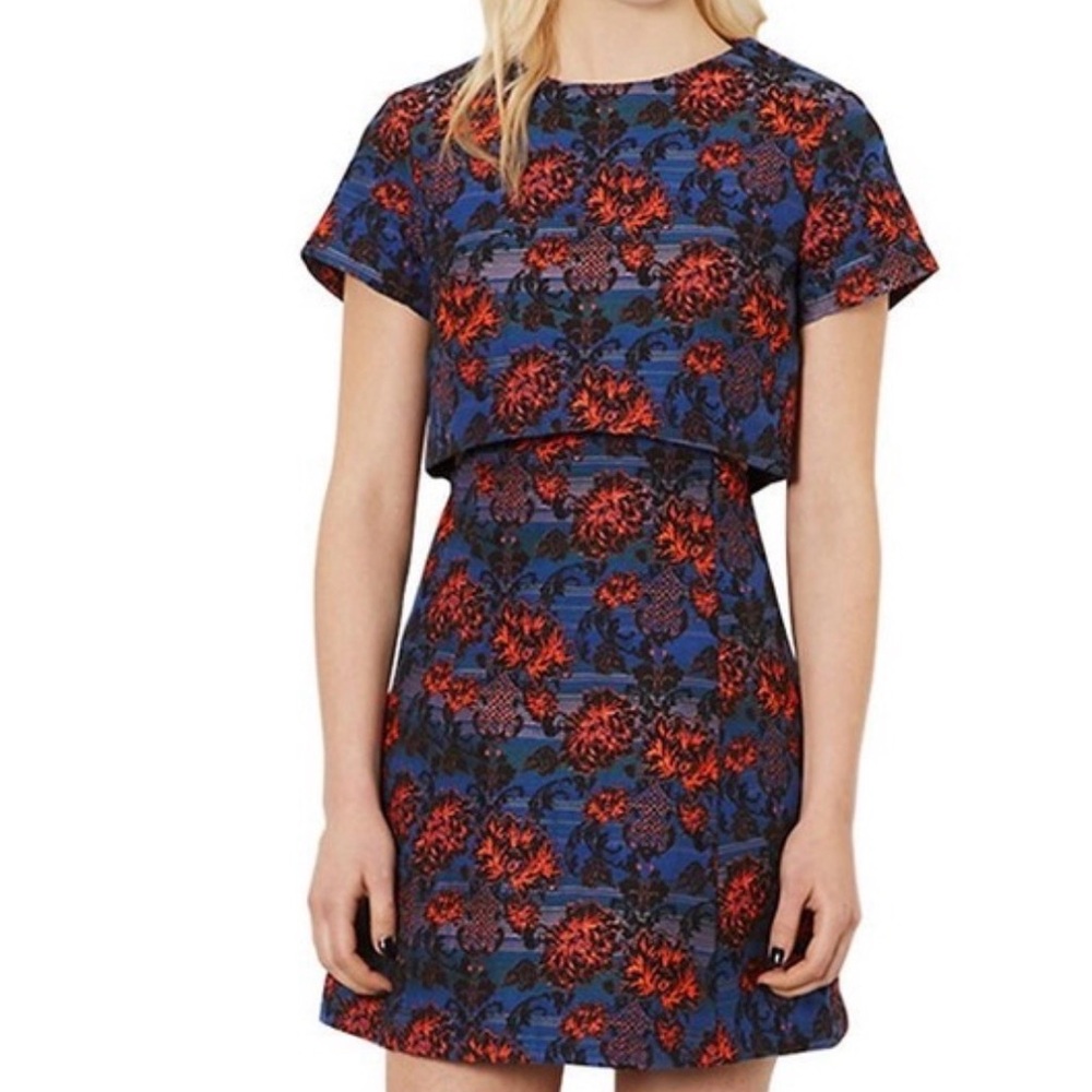 Topshop Brocade Cut out Mini Dress 4